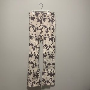 Cow print flare pants